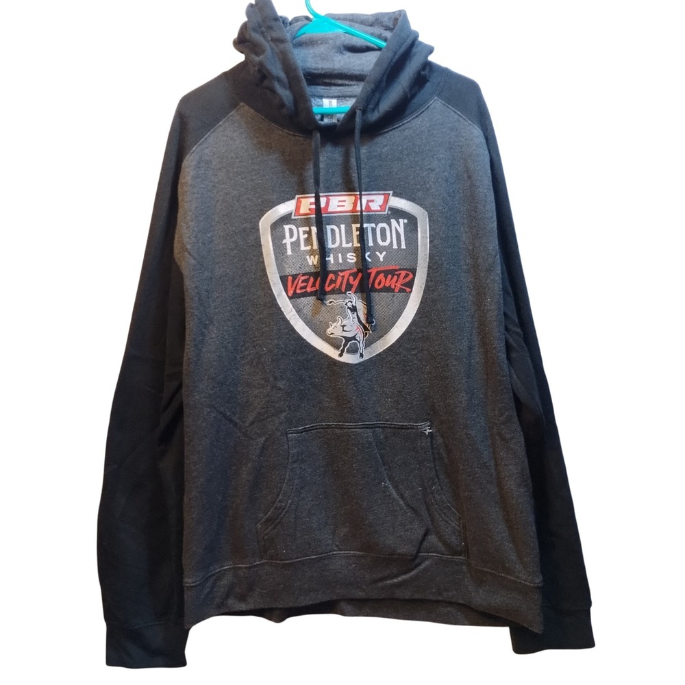 PBR Pendleton Whisky Velocity Tour Raglan‎ Hoodie Sweatshirt Men's 2XL Rodeo